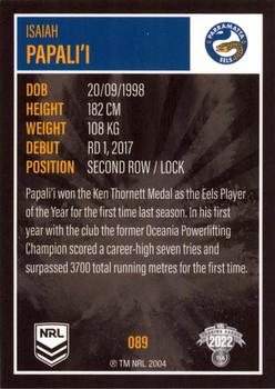 2022 NRL Elite #089 Isaiah Papali'i Back